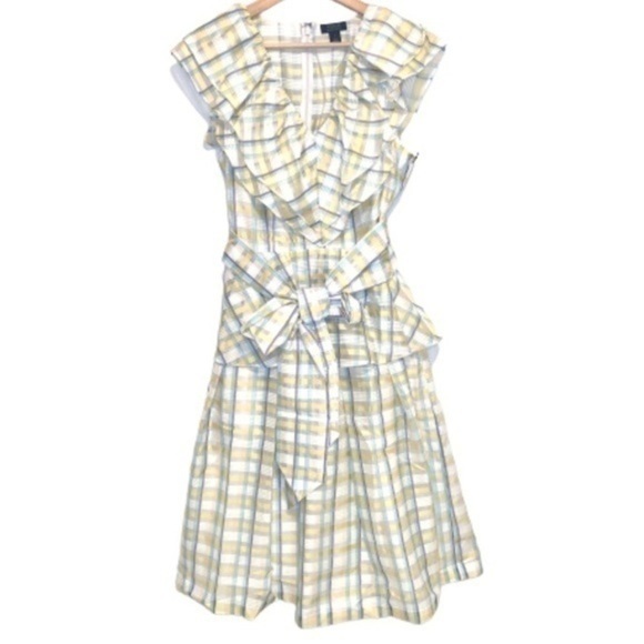 New White Yellow Multicolor Pastel Plaid Sleeveless Halogen Dress Nwt